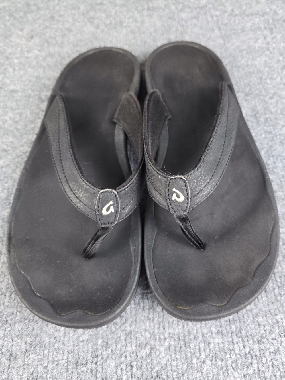 OluKai 'Ohana Women’s Black Flip Flop Sandals - Size 12